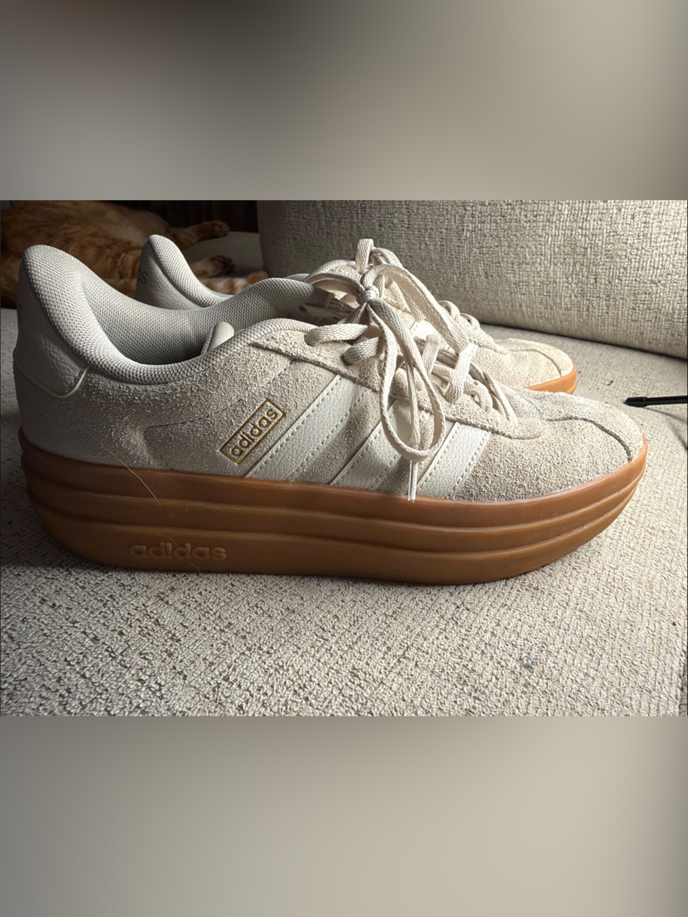 adidas Women’s Cream Suede Sneakers with Gum Sole